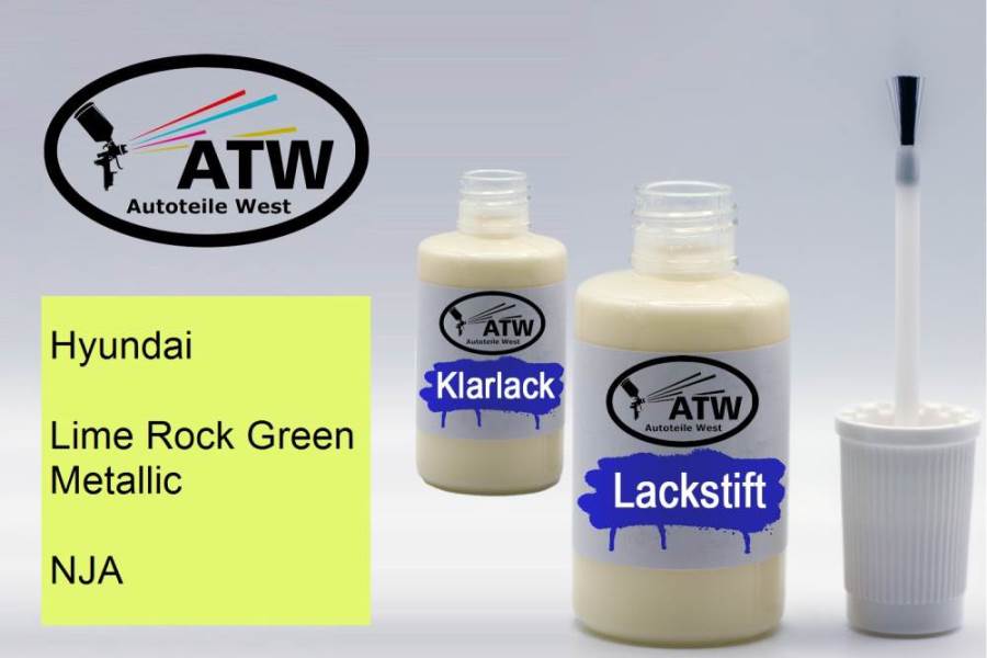 Hyundai, Lime Rock Green Metallic, NJA: 20ml Lackstift + 20ml Klarlack - Set, von ATW Autoteile West.